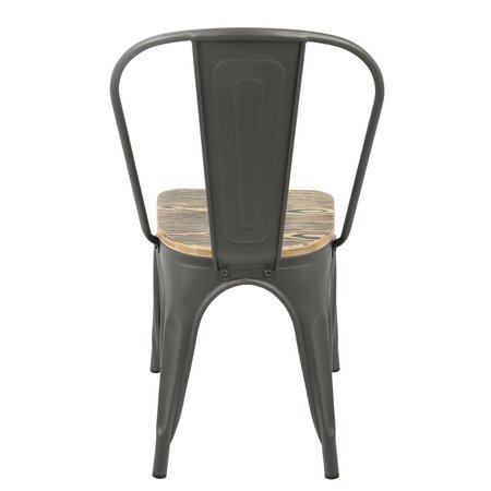 Lumisource Oregon-Farmhouse Stackable Dining Chair in Grey and Brown, PK 2 DC-TW-OR2